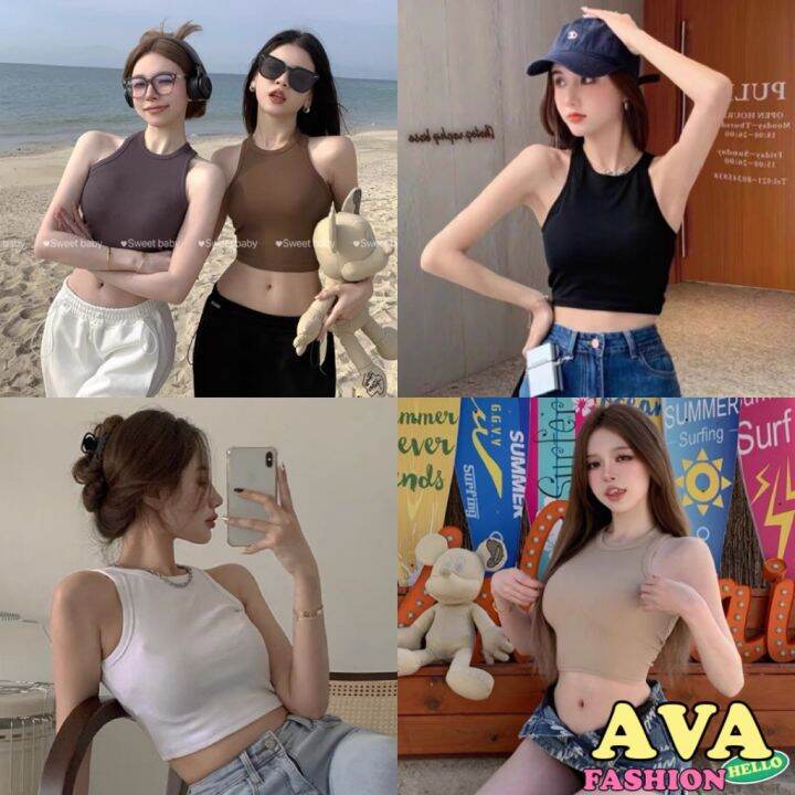 avafashion-เสื้อกล้ามครอป-ทรงเบสิค-croptop-เสื้อสายฝอ-เสื้อกล้ามเบสิค-มี7สี