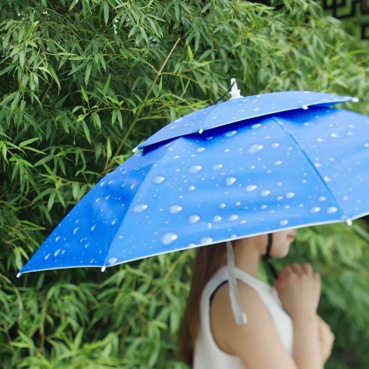 Head Umbrella For Adults Foldable Umbrella Hat Folding Automatic