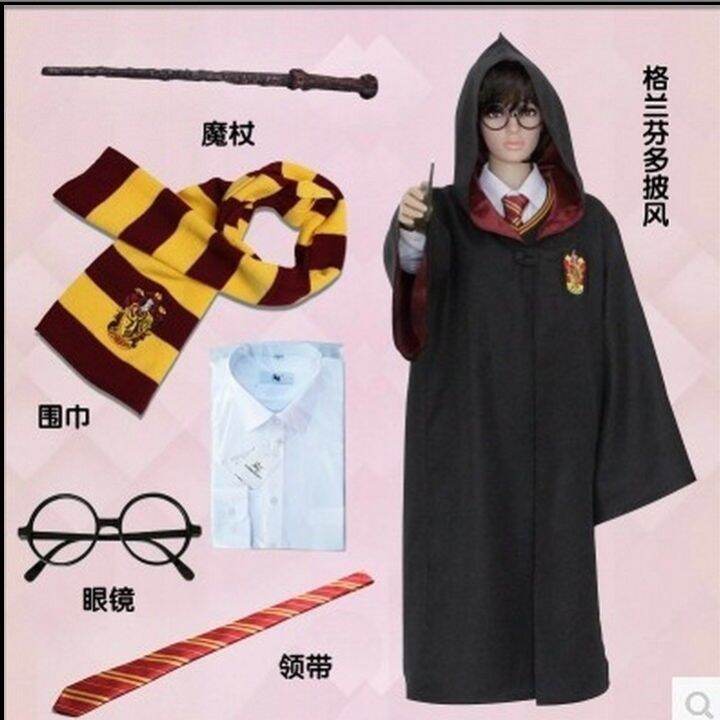 Harry Potter Cos Costume Harry Magic Robe Cloak Cape Gryffindor Cosplay ...