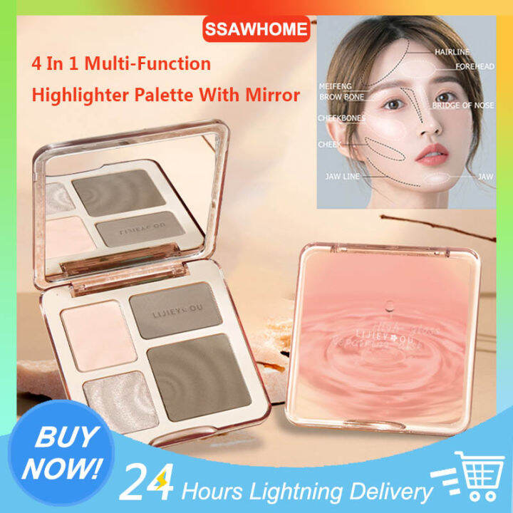 4 In 1 MultiFunction Highlighter Palette With Mirror Facelift