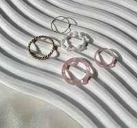 Pieceofmine : elle rings set เซนแหวนสีทอง เรซิ่นชมพู