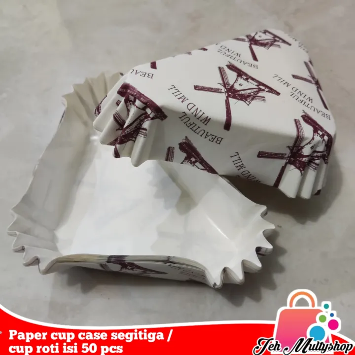 Paper cup case segitiga laminasi / cup roti segitiga isi 50 pcs ...