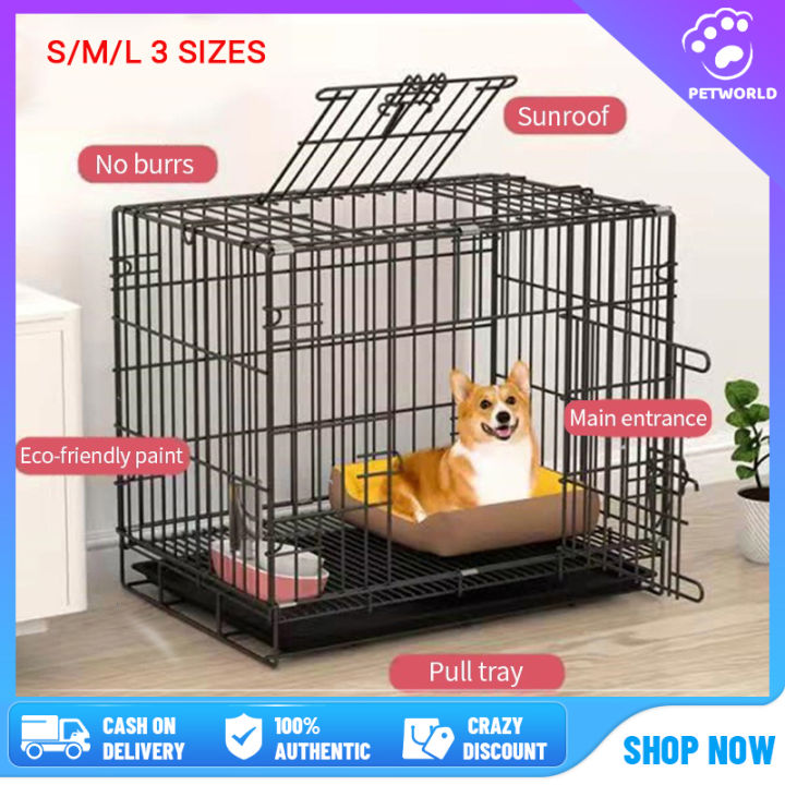 【In Stock】Pet Cage Dog Cage With Poop Tray Stainless Steel Thickening ...