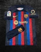 เสื้อ + กางเกง Barcelona FC บาซ่า บาเซโลน่า เอฟซี 2023 เนื้อผ้าโลโก้เย็บติดกับตัวเสื้อ