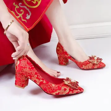 Red colour high on sale heels