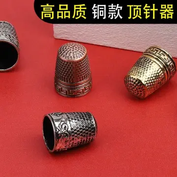 Metal Sewing Thimble 6Pcs Leather Silver Thimbles for Hand Sewing