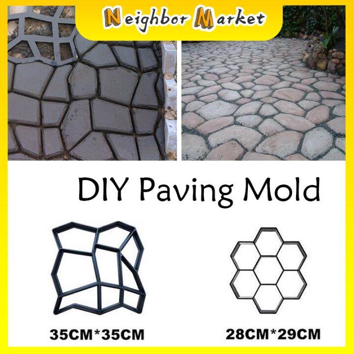 DIY Paving Mould Home Garden Floor Road Concrete Stepping Driveway ...