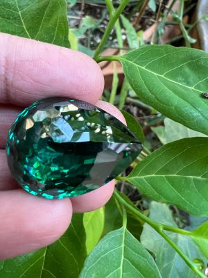 เพชร CZ Cubic Zirconia Green Emerald Diamond pear พลอย มรกต เพชรรัสเซีย 50 กะรัต(CARATS) พลอย ขนาด 23x17  มิล ( MM)1 Pcs( 1 เม็ด) พลอยสั่งเคราะเนื้อแข็ง