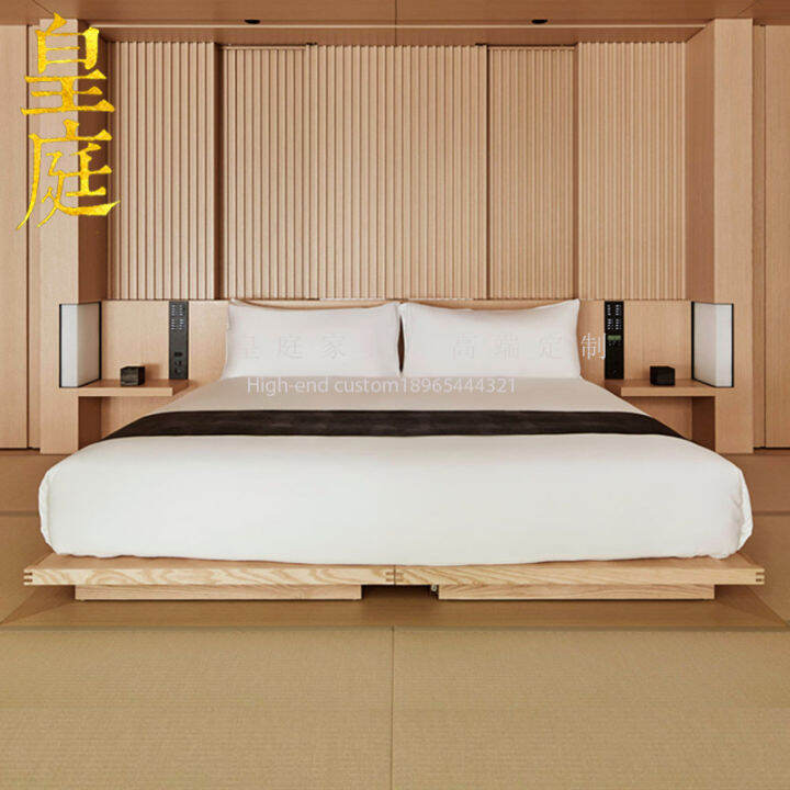 Star Hotel Double Bed Modern Minimalist Guest Room Bed Japanese Style