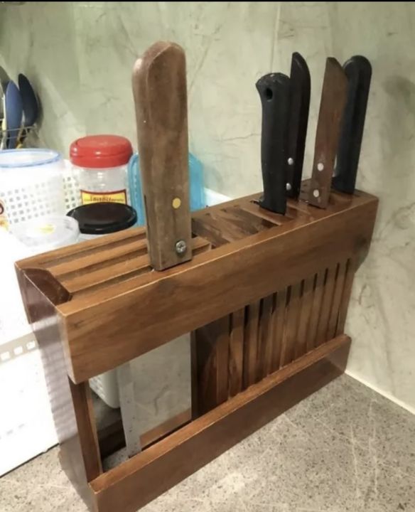 ที่เสียบมีดไม้สักราคาถูกที่สุด-ใช้ในครัวเรือน-ทำจากไม้สัก