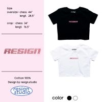 Resign - wink wink เสื้อยืด Crop Cotton 100%