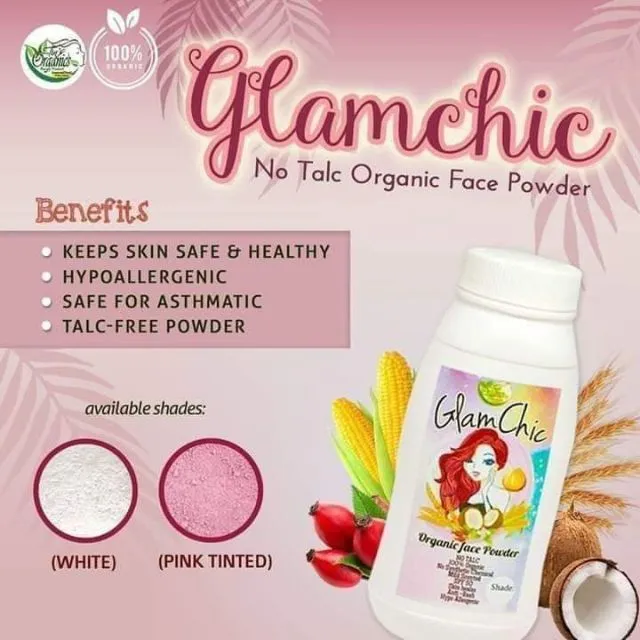 No Talc Organic Face Powder Glamchic White & Pink Tinted Powder