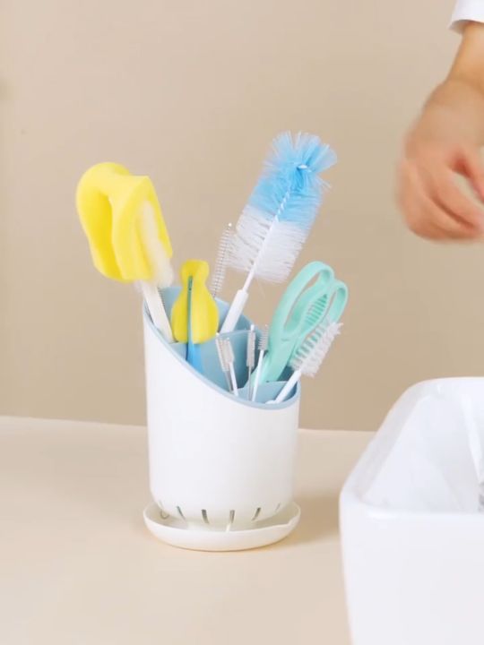 6pcs Detachable Bathtub Brush With Replaceable Cleaning Sponge Head Set