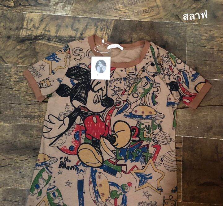 mickey-เสื้อยืดคอกลมแขนสั่น