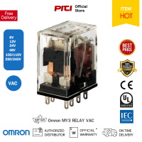 Omron รีเลย์ MY3 Relay VAC 11 ขา รีเลย์ใช้งานทั่วไปชนิดหน้าสัมผัส 3PDT 3 หน้าคอนแทค (ไม่มีตัวบอกสถานะ)