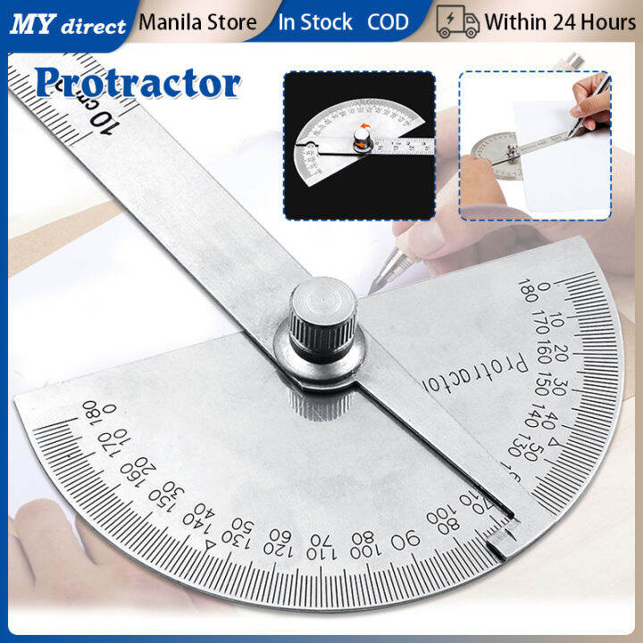 Metal 180 Degree Protractor Stainless Steel Angle Gauge Rotary Round