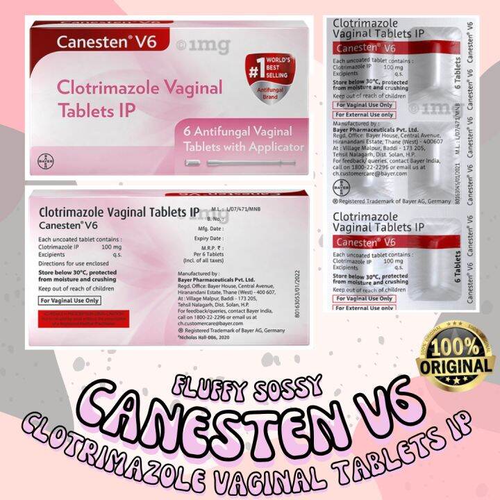 Canesten V6 Clotrimazole Vaginal Tablets Antifungal Vaginal Tablets