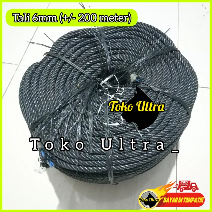 Tambang 6mm Hitam 1roll Tali 6mm Tampar 6mm Tambang Mobil