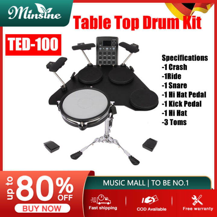 Minsine Portable Table Top Drum Kit with Built in Speakers Lazada PH
