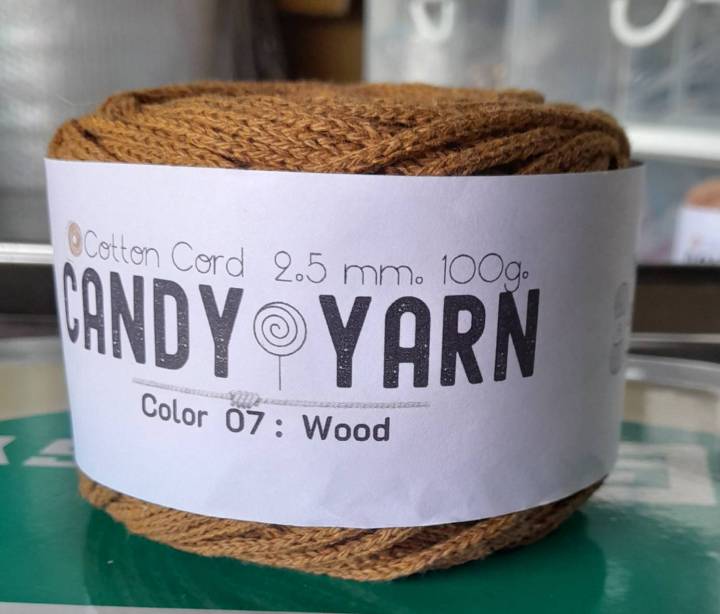 เชือกคอตตอนทอ-2-5-มม-100ม-cotton-cord-candy-amp-yarn-สำหรับถัก-งานฝีมือ