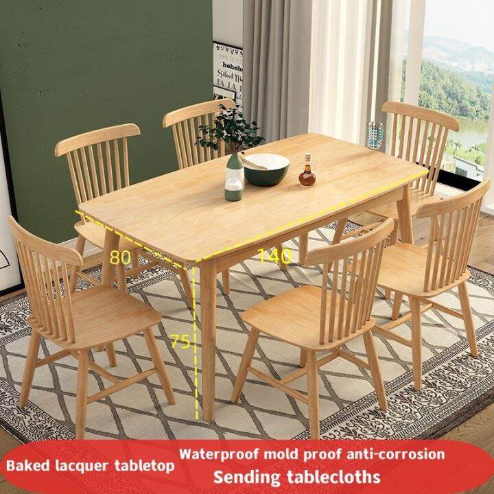 Solid Wood Dining Table Set with chair for 4 person 6 Seaters Wooden Kitchen tables and chairs