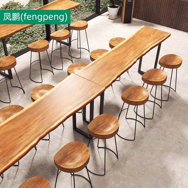 Solid Wood Bar Counter Combination Household Large Board Natural Side