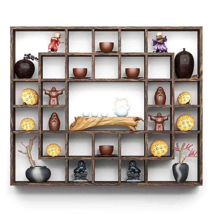 Antique Shelf Wall Shelf Chinese HighEnd Tea MultiFunctional