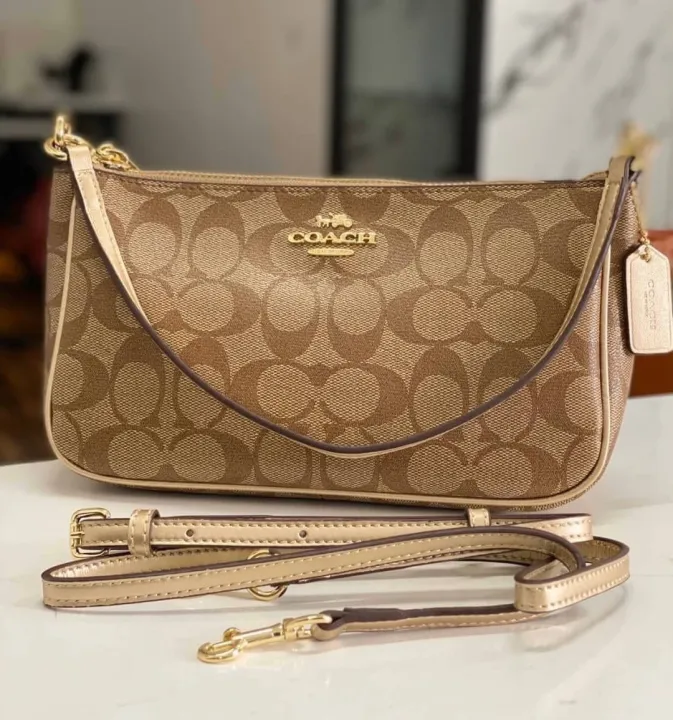 Coach Messico Top Handle Pouch In Signature Coated Canvas Lazada.co.th