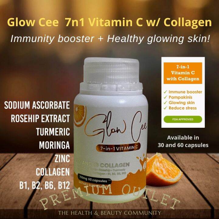 Glow Cee 60capsules 7in1 Non Acidic Vitamin C with Collagen and more Lazada PH