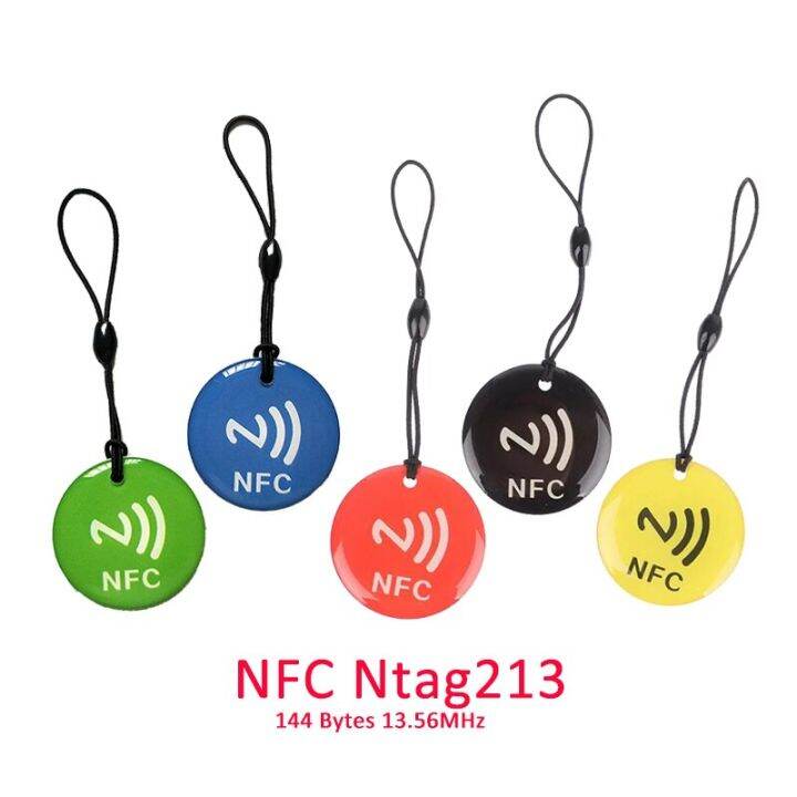 10pcs Ntag213 NFC Tag Lable Token With Rope RFID 13.56MHz 144 Bytes ISO14443A Epoxy Card 35mm