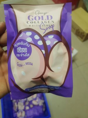 (1 ก้อน)  สบู่สครับก้นเนียนกระจ่างใส Wink Plus Gold collagen white scrub soap by chanya wowemae