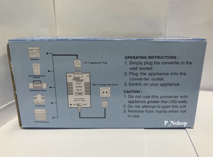 f200-200w-หม้อแปลงไฟ-step-down-แปลงไฟ-ac-220v-เป็น-ac110v-f-200w-ยี่ห้อ-สยามนีออน