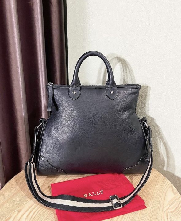 bally-2-way-handbag-crossbody-bag-all-leather-blackให้-9-10-สภาพสวย-หนังแท้
