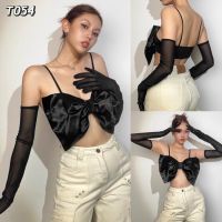 T054 Black Ribbon set เซ็ตสายเดี่ยว + ถุงมือ