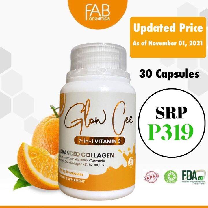 Glow Cee 30capsules 7n1 NonAcidic Vit C w/ Collagen Lazada PH