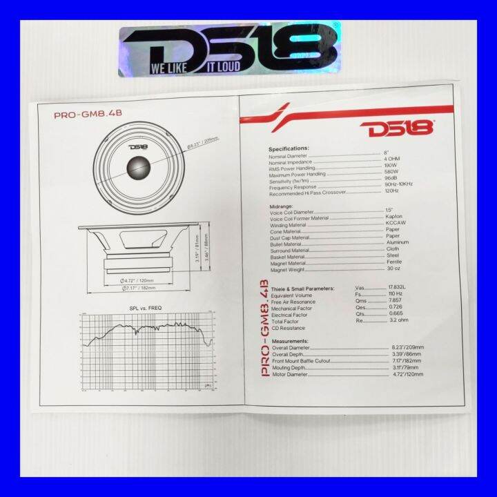 ds18-pro-gm8-4b-8นิ้ว-mid-range-580watts-4ohm-แท้-ราคาต่อ-1ข้าง-1ดอก-สินค้าใหม่-มีประกัน-1ปี-ซื้อสินค้าผ่านแอป-lazada-ปลอดภัย-มีส่วนลดถูกที่สุด-การันตรีคืนสินค้า15-วัน-สามารถเก็บปลายทางได้