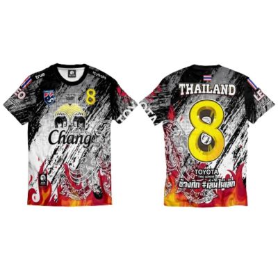 เสื้อกีฬา เสื้อช้างพิมพ์ลายทั้งตัว เสื้อฟุตบอล เสื้อกีฬาขนาดไซส์XL รอบอก 42 นิ้ว ผลิตจากผ้าไมโครไฟเบอร์ สวมใส่สบาย