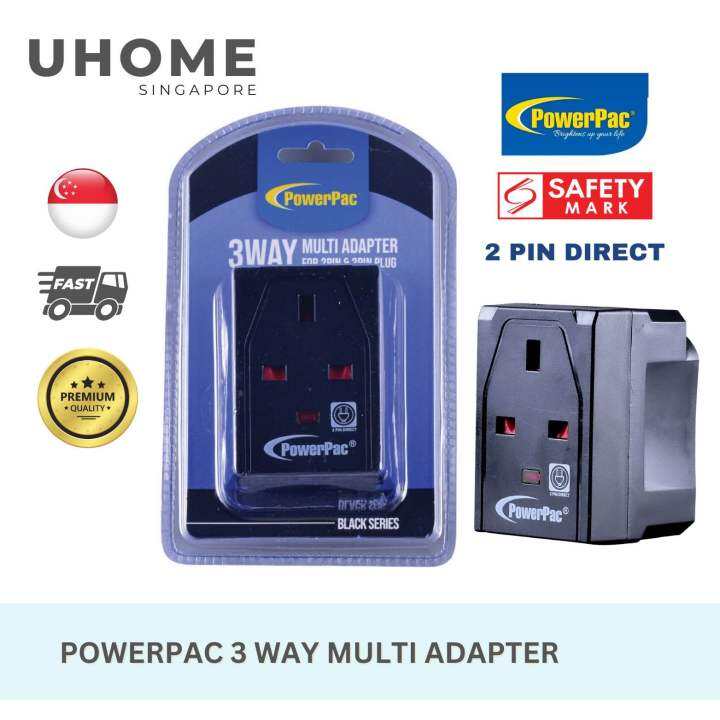 Powerpac 3 Way Multi Adaptor With 2 Pin and 3 Pin Plug Lazada Singapore