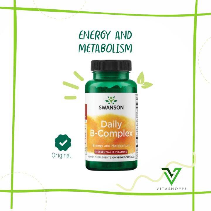 Swanson Daily B-Complex Energy And Metabolism 8 Essential B Vitamins ...