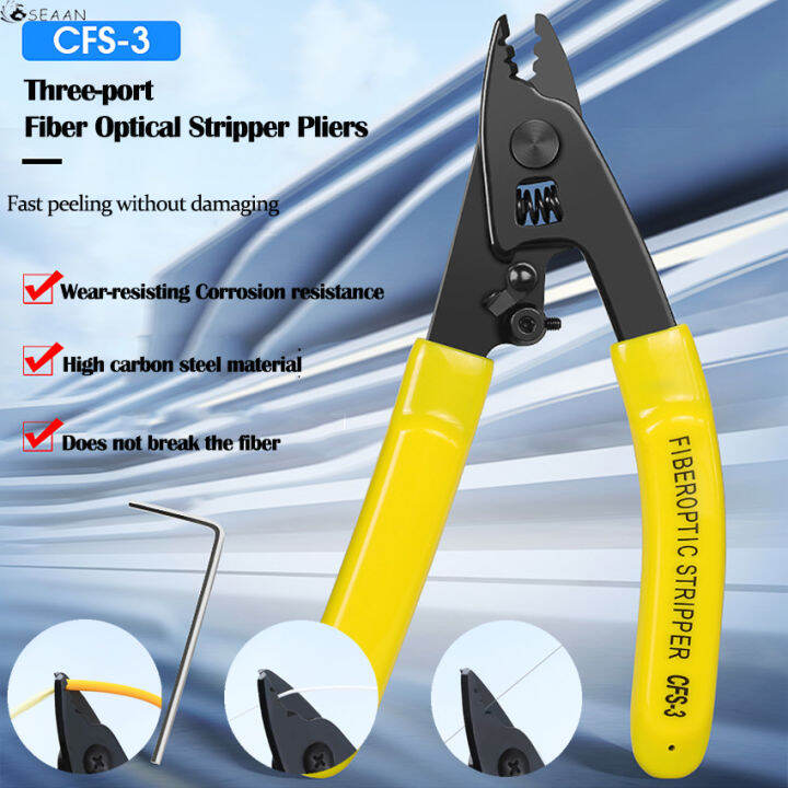 CFS-3 Three-Port Fiber Optical Stripper Pliers Wire Strippers For FTTH ...