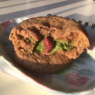 🍓🍃คุกกี้สอดไส้มัทชะเยิ้มๆ Matcha Stuffed Cookie 🍵🍪