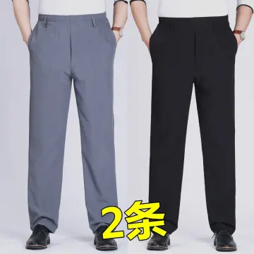 Casual mens pants 2025 with elastic waistband