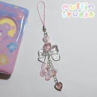 Big bow butterfly Keychain พวงกุญแจ​ลูกปัด​ สาย​ห้อย​โทรศัพท์​ รุ่นโซ่ผีเสื้อ