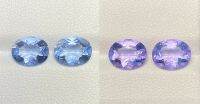 4.02cts ธรรมชาติ 100% ฟลูออไรท์เปลี่ยนสี 2 ชิ้น 9x7mm 4.02cts natural 100% color change fluorite pair 2 pieces 9x7mm