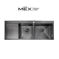 MEX SCS1202GM อ่างล้างจาน 2 หลุม 1 ที่พัก สเตนเลส สตีล AISI 304 สี Grey Metal