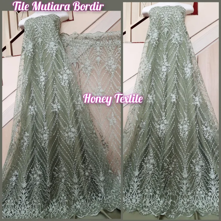 Kain Tile Tulle Mutiara Bordir Kain Tile Brokat Tile Polos Tile