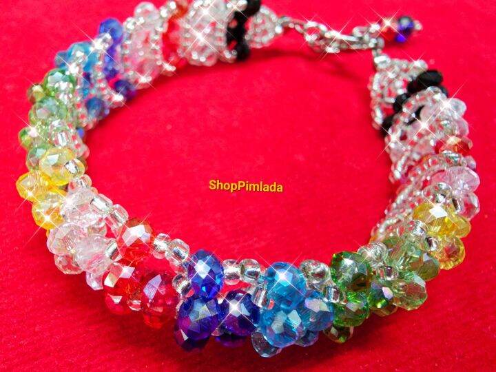 สร้อยข้อมือลูกปัดคริสตัล-handmade-มีแค่ลายละ-1-เส้นเท่านั้นค่ะ-หมดแล้วหมดเลยค่ะ-ประณีตทำขึ้นด้วยมือทุกชิ้น-สวยงามมาก-ยิ่งโดนไฟเล่นไฟดีมาก-ใส่ออกงานได้สวยงามมากๆค่ะ-พร้อมส่ง