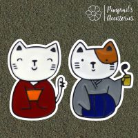 ?? พร้อมส่ง : ? เข็มกลัดเซ็ทคู่รักแมวกิโมโน | Kimono Couple Cat Enamel Brooch Pin Set.