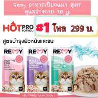 (ยกโหล 299฿)REMY Cat อาหารแมวเปียก เรมี่  เสริม OMEGA 3,6 วิตามิน E   ขนาด 70 g