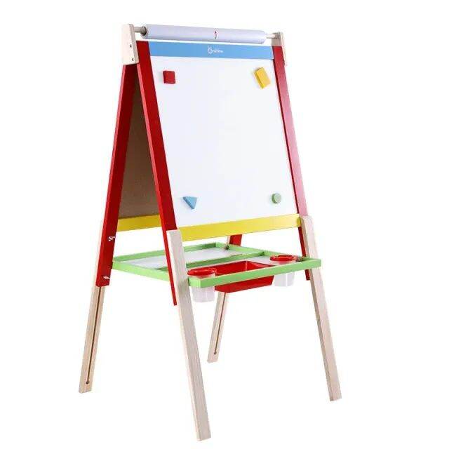 Onshine Wooden Whiteboard/Blackboard Easel Stand Adjustable Height